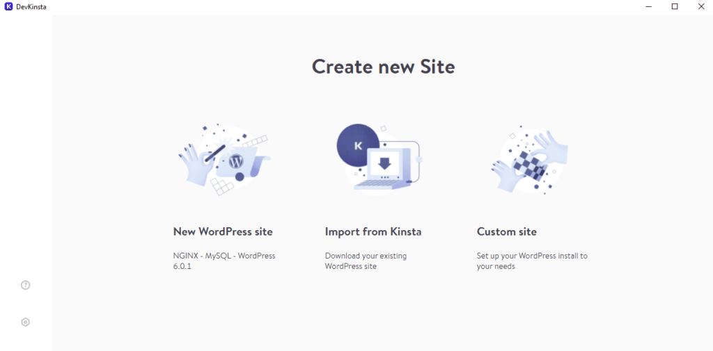 使用DevKinsta创建新网站