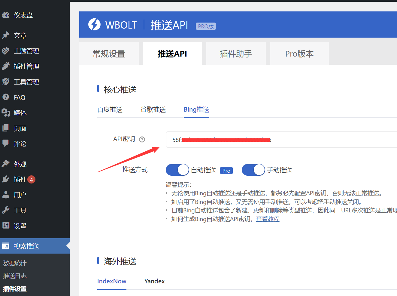 添加Bing密钥至推送插件