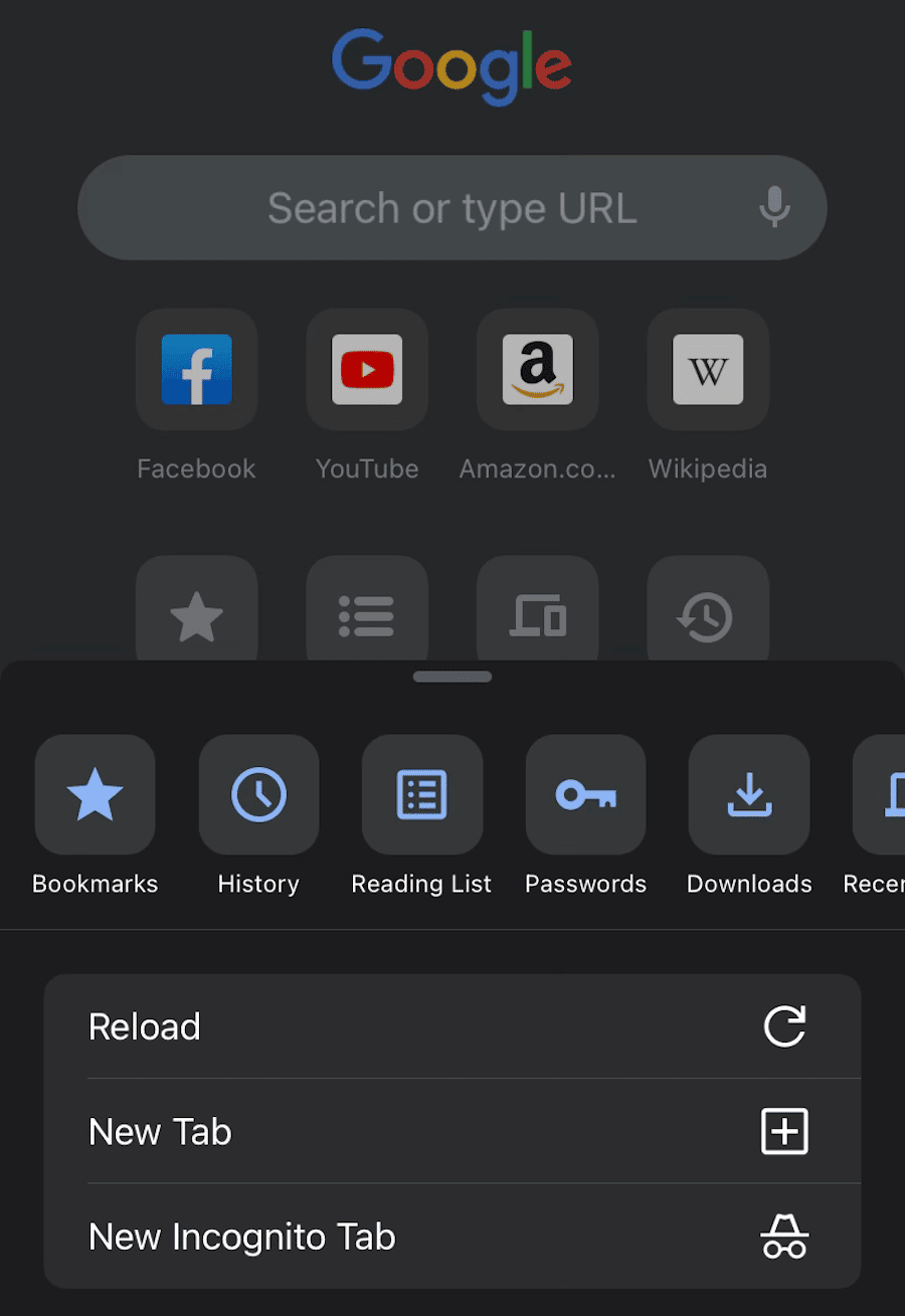 在移动设备中重新加载Chrome浏览器