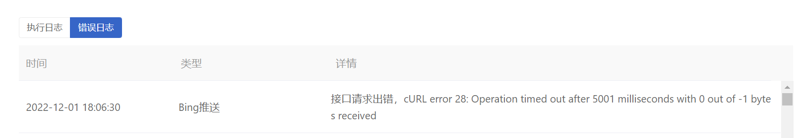 获取Bing推送配额超时