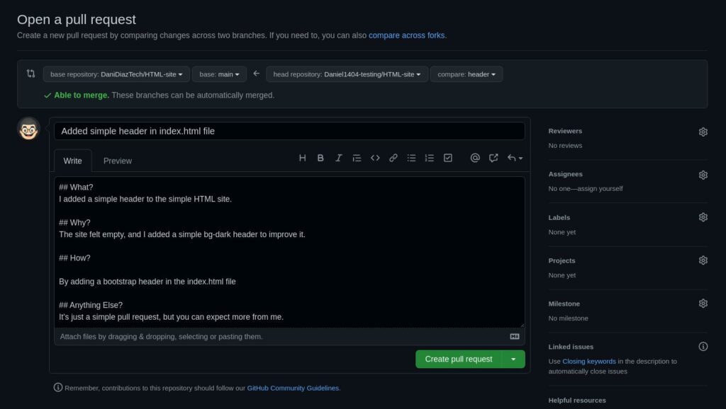 编写拉动请求信息